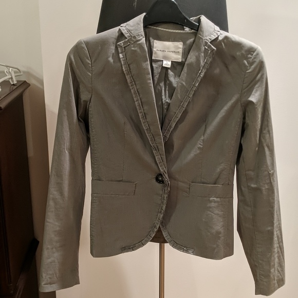 Banana Republic Grey Micro Checkered Blazer - Picture 2 of 5